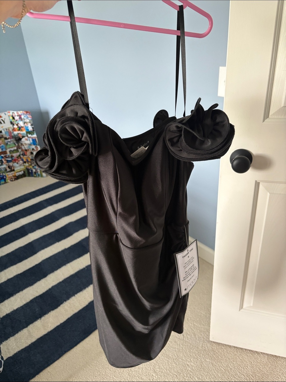 Black Rose-Shoulder Cocktail Dress